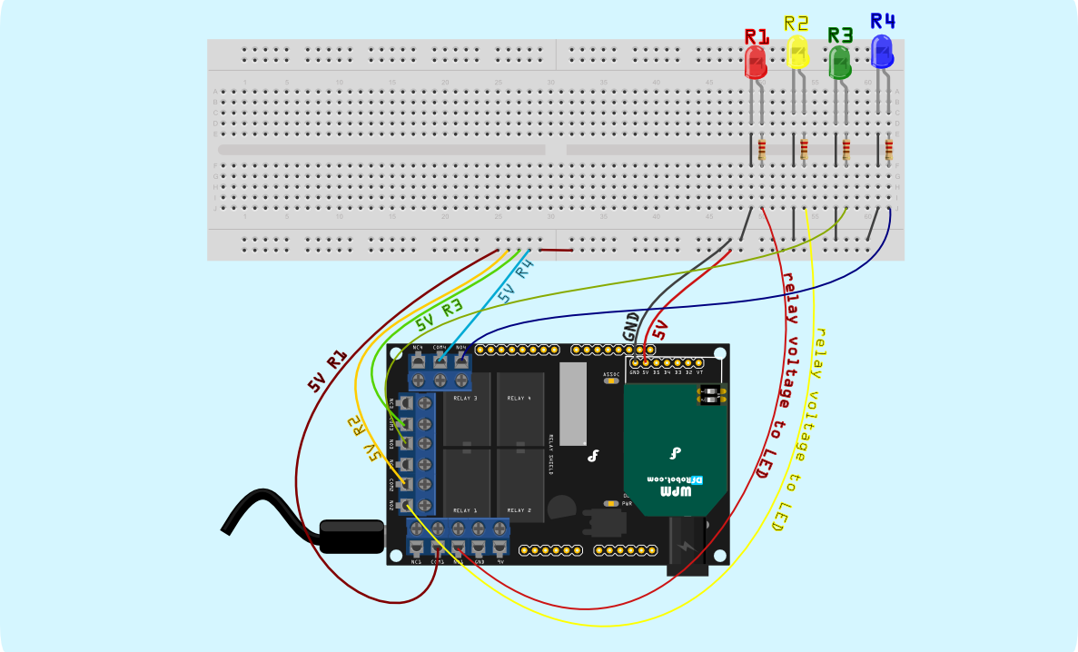 Controlling LEDs with relays